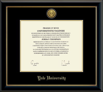 Yale University diploma frame - Gold Engraved Medallion Diploma Frame in Onyx Gold