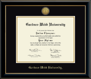 Gardner-Webb University diploma frame - Gold Engraved Medallion Diploma Frame in Onyx Gold