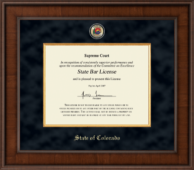 State of Colorado certificate frame - Presidential Masterpiece Certificate Frame in Madison