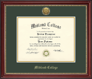 Midland College Gold Engraved Medallion Diploma Frame in Kensington Gold