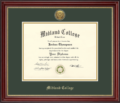 Midland College diploma frame - Gold Engraved Medallion Diploma Frame in Kensington Gold