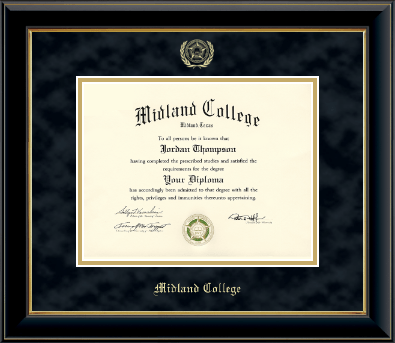 Midland College diploma frame - Gold Embossed Diploma Frame in Onyx Gold