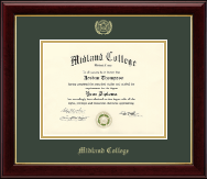Midland College Gold Embossed Diploma Frame in Gallery