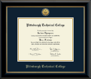 Pittsburgh Technical College Gold Engraved Medallion Diploma Frame in Onyx Gold