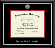 Northeastern University diploma frame - Silver Engraved Medallion Diploma Frame in Onyx Silver