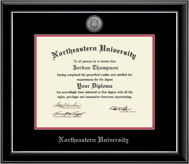 Northeastern University diploma frame - Silver Engraved Medallion Diploma Frame in Onyx Silver