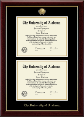 The University of Alabama Tuscaloosa diploma frame - Masterpiece Medallion Double Diploma Frame in Gallery