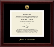 State of Colorado Gold Engraved Medallion Certificate Frame in Gallery