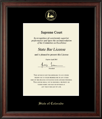 State of Colorado certificate frame - Gold Embossed Certificate Frame in Studio