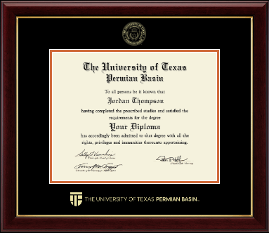 The University of Texas Permian Basin diploma frame - Gold Embossed Diploma Frame in Gallery