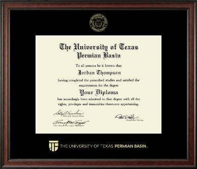 The University of Texas Permian Basin diploma frame - Gold Embossed Diploma Frame in Studio