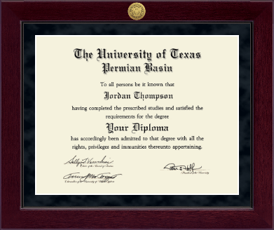 The University of Texas Permian Basin diploma frame - Millennium Gold Engraved Diploma Frame in Cordova