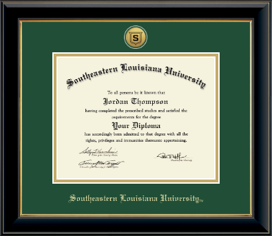 Southeastern Louisiana University diploma frame - Gold Engraved Medallion Diploma Frame in Onyx Gold