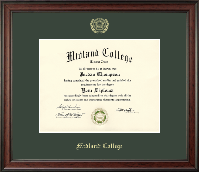 Midland College diploma frame - Gold Embossed Diploma Frame in Studio