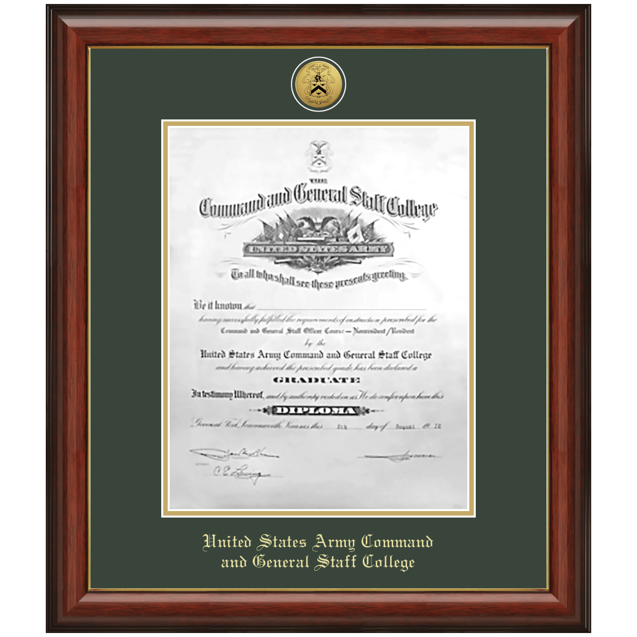 Gold Engraved Medallion Diploma Frame in Lancaster United States Army