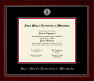 Saint Mary's University of Minnesota diploma frame - Silver Engraved Medallion Diploma Frame in Sutton