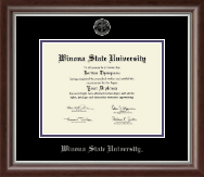 Winona State University Silver Embossed Diploma Frame in Devonshire