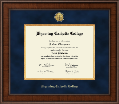 Wyoming Catholic College diploma frame - Presidential Gold Engraved Diploma Frame in Madison