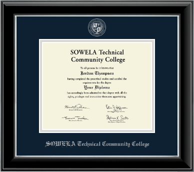 SOWELA Technical Community College diploma frame - Silver Embossed Diploma Frame in Onyx Silver