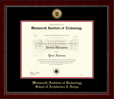 Wentworth Institute of Technology diploma frame - Gold Engraved Medallion Diploma Frame in Sutton