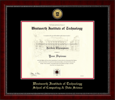 Wentworth Institute of Technology diploma frame - Gold Engraved Medallion Diploma Frame in Sutton