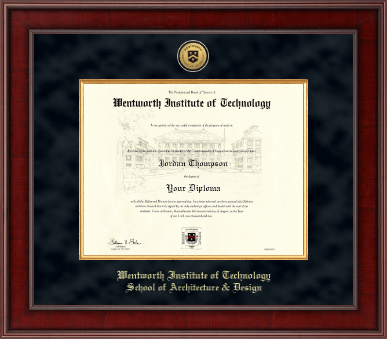 Wentworth Institute of Technology diploma frame - Presidential Gold Engraved Diploma Frame in Jefferson