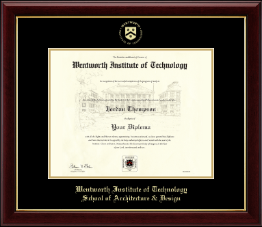 Wentworth Institute of Technology diploma frame - Gold Embossed Diploma Frame in Gallery