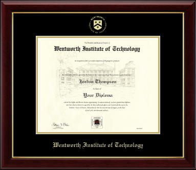 Wentworth Institute of Technology diploma frame - Gold Embossed Diploma Frame in Gallery