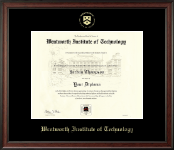Wentworth Institute of Technology diploma frame - Gold Embossed Diploma Frame in Studio