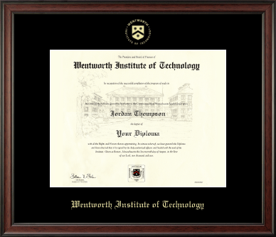 Wentworth Institute of Technology diploma frame - Gold Embossed Diploma Frame in Studio