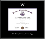 Western Illinois University Silver Embossed Diploma Frame in Onexa Silver