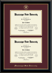 Mississippi State University diploma frame - Double Diploma Frame in Onyx Gold