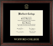 Wofford College Gold Embossed Diploma Frame in Studio