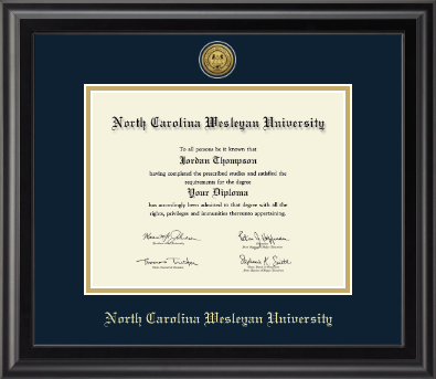 North Carolina Wesleyan University diploma frame - Gold Engraved Medallion Diploma Frame in Midnight