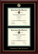University of San Francisco Masterpiece Medallion Double Diploma Frame in Gallery