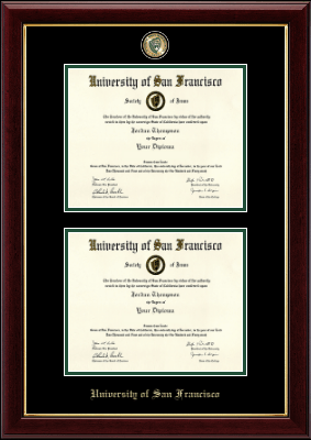 University of San Francisco diploma frame - Masterpiece Medallion Double Diploma Frame in Gallery