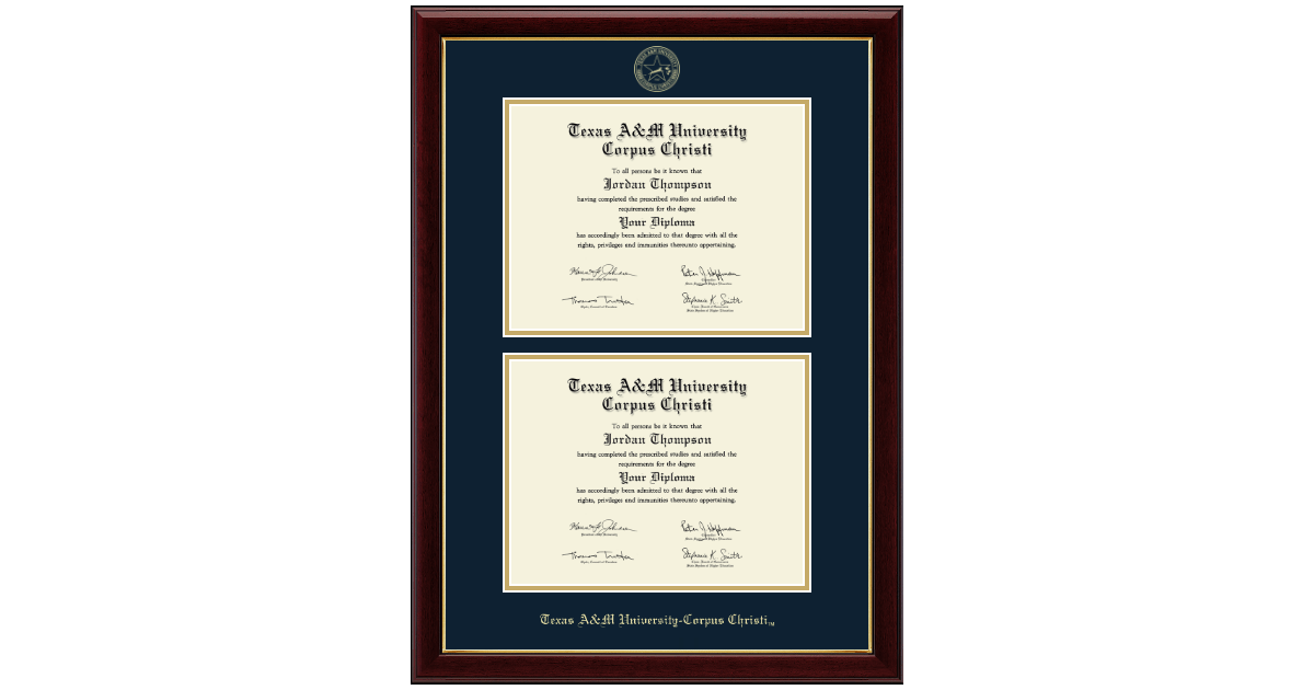 Double Diploma Frame in Gallery Texas A&M University Corpus Christi