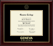 Geneva College Gold Embossed Diploma Frame in Gallery