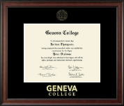 Geneva College Gold Embossed Diploma Frame in Studio
