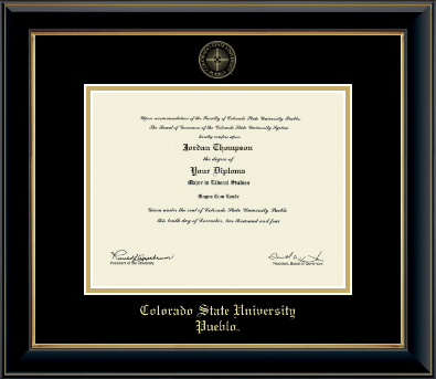 Colorado State University Pueblo diploma frame - Gold Embossed Diploma Frame in Onyx Gold