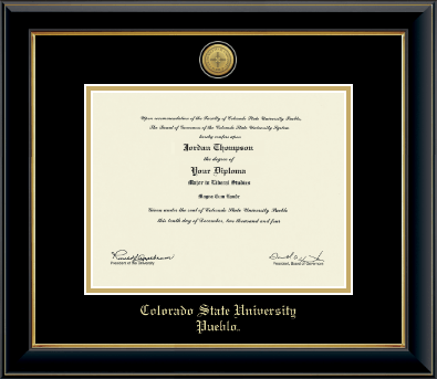 Colorado State University Pueblo diploma frame - Gold Engraved Medallion Diploma Frame in Onyx Gold