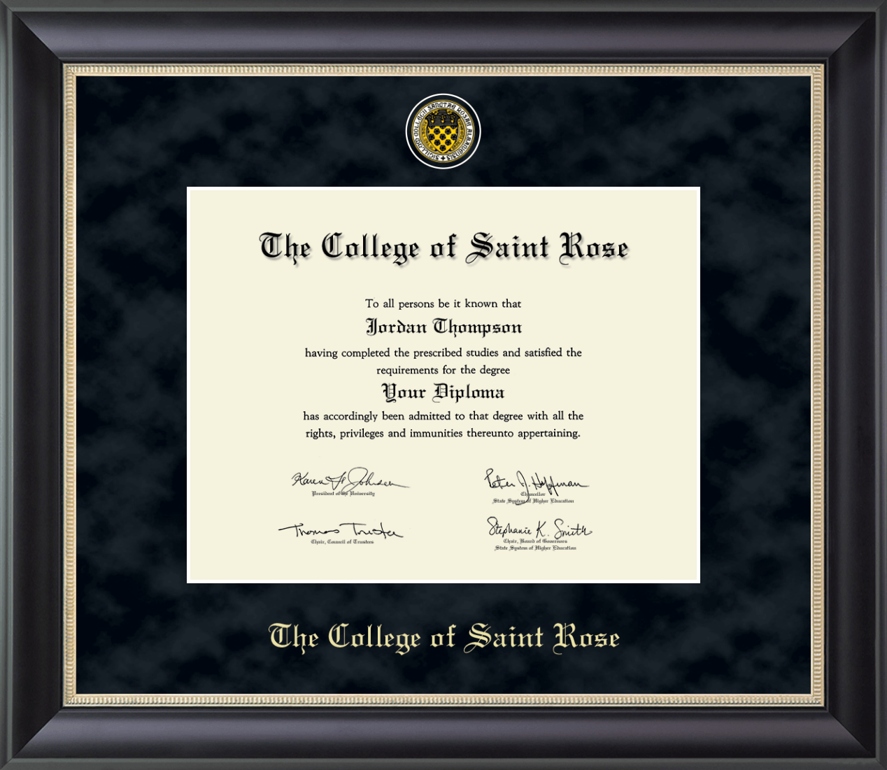 The College of Saint Rose Regal Edition Diploma Frame in Noir Item