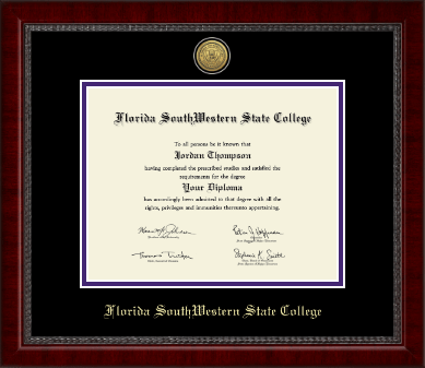 Florida Southwestern State College diploma frame - Gold Engraved Medallion Diploma Frame in Sutton