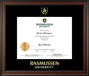 Rasmussen University Gold Embossed Diploma Frame in Studio
