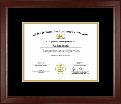 GIAC Organization certificate frame - Custom Certificate Frame in Sierra