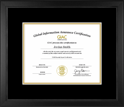 GIAC Organization certificate frame - Custom Certificate Frame in Arena