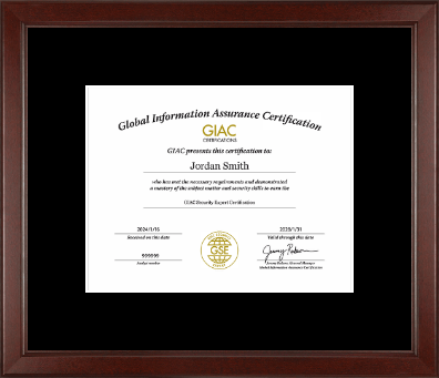 GIAC Organization certificate frame - Custom Certificate Frame in Sierra