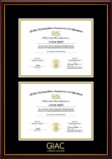GIAC Organization certificate frame - Gold Embossed Double Certificate Frame in Galleria