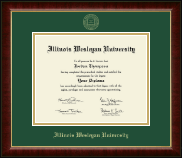 Illinois Wesleyan University Gold Embossed Diploma Frame in Murano