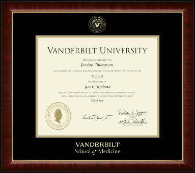 Vanderbilt University diploma frame - Gold Embossed Diploma Frame in Murano